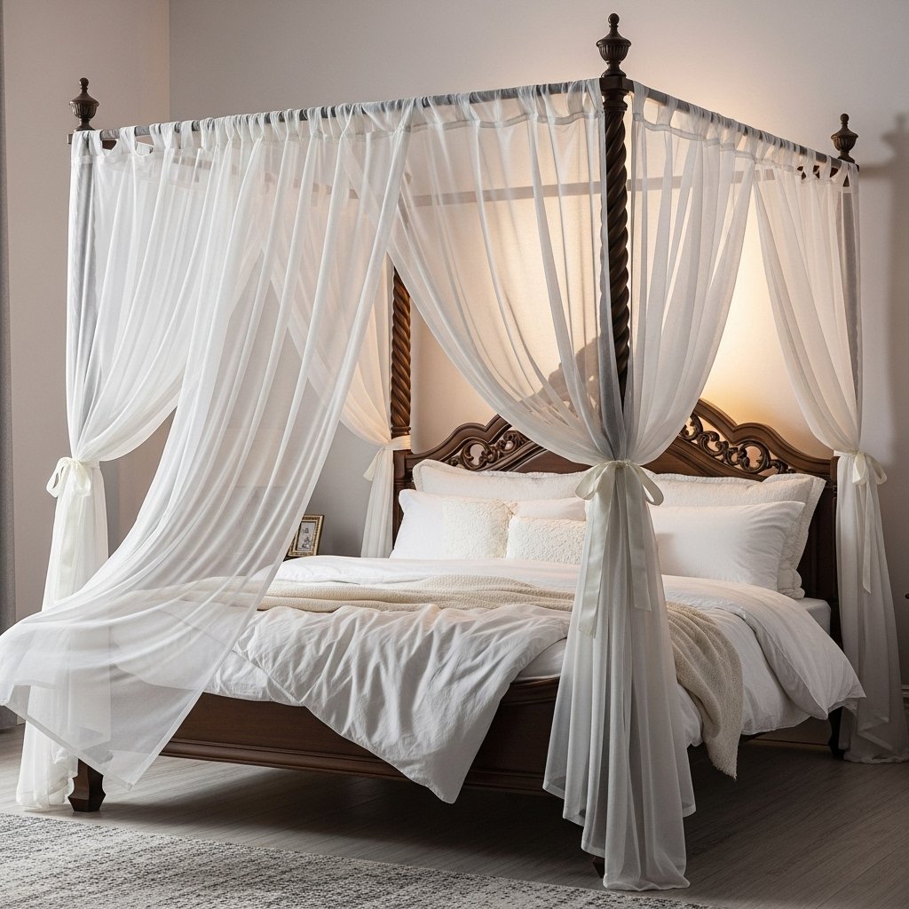 Canopy bed with sheer romantic curtains