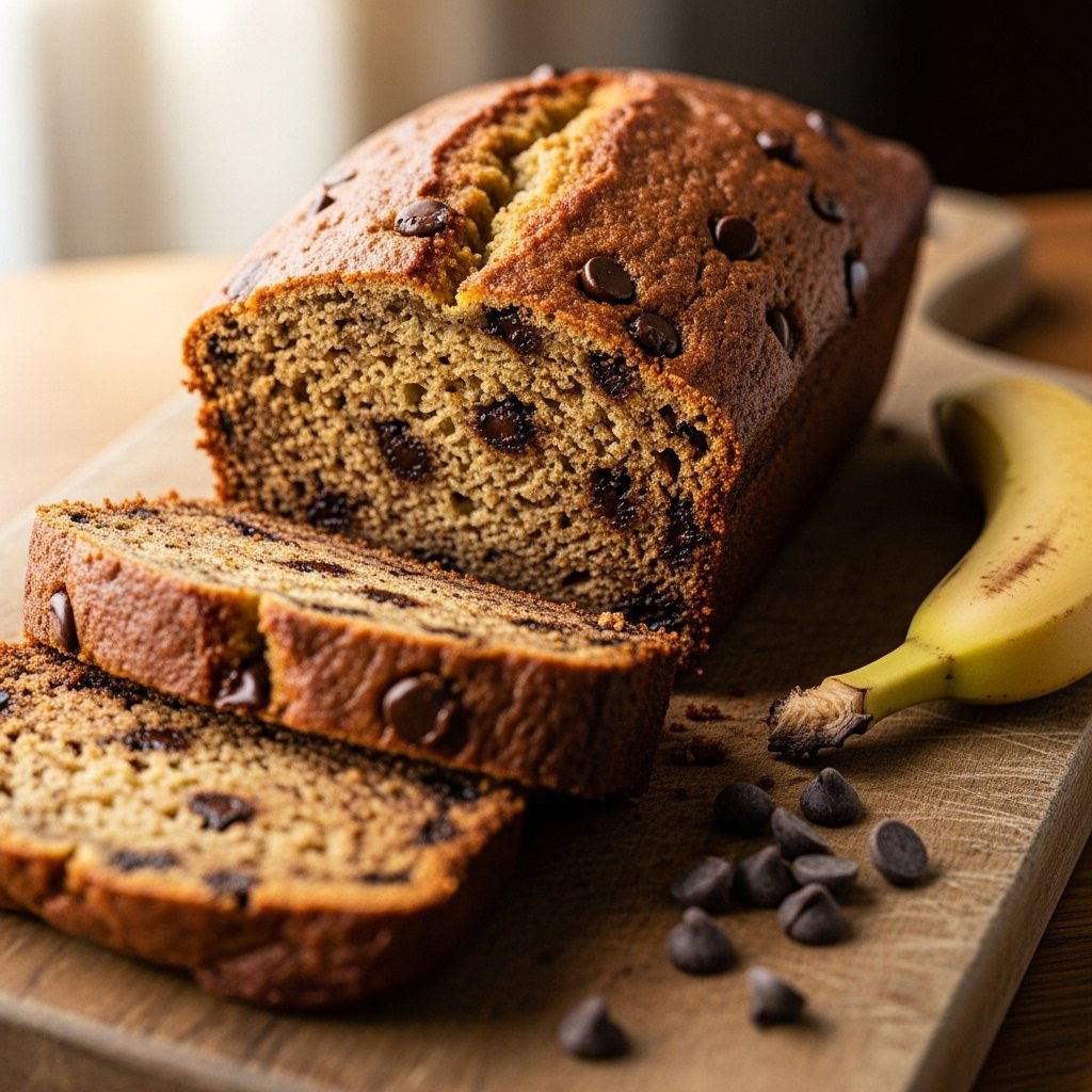 Healthy banana bread with chocolate chips
