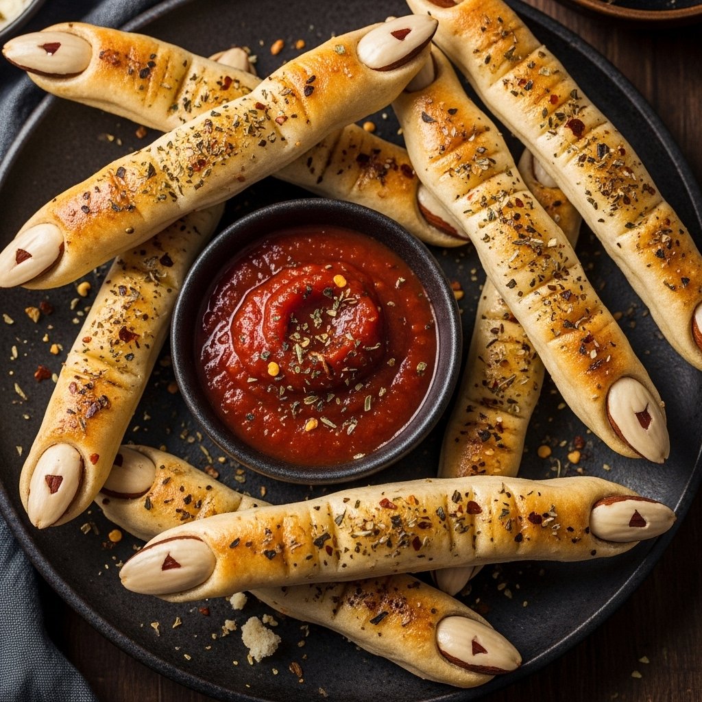 Witch’s finger breadsticks spooky appetizer