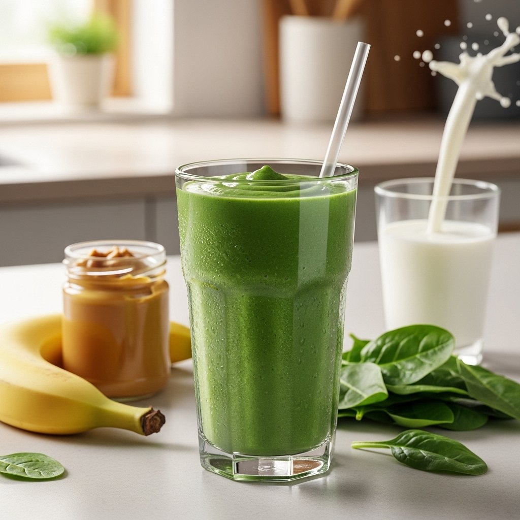 Breakfast smoothie with fruits and yogurt