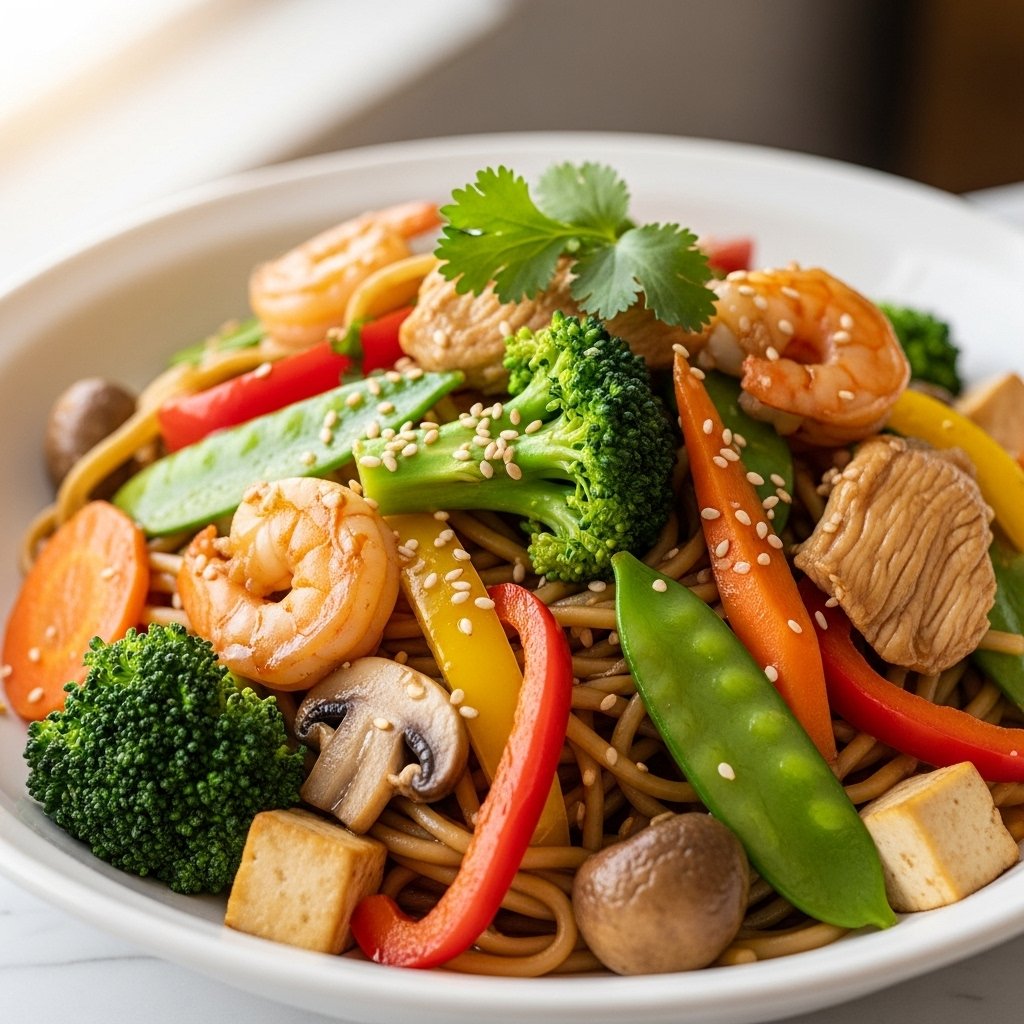 Stir-fried noodles with vegetables recipe