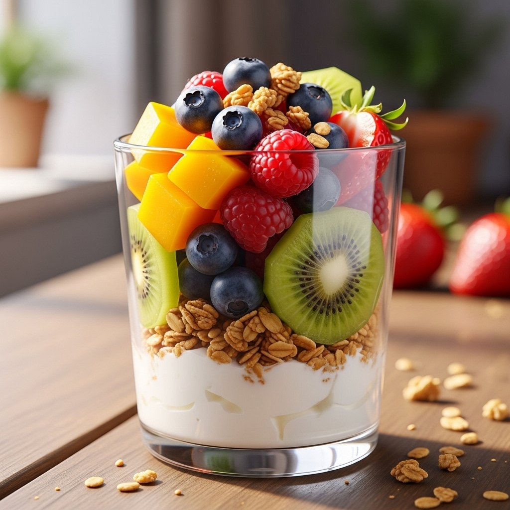 Greek yogurt parfait with fresh fruits