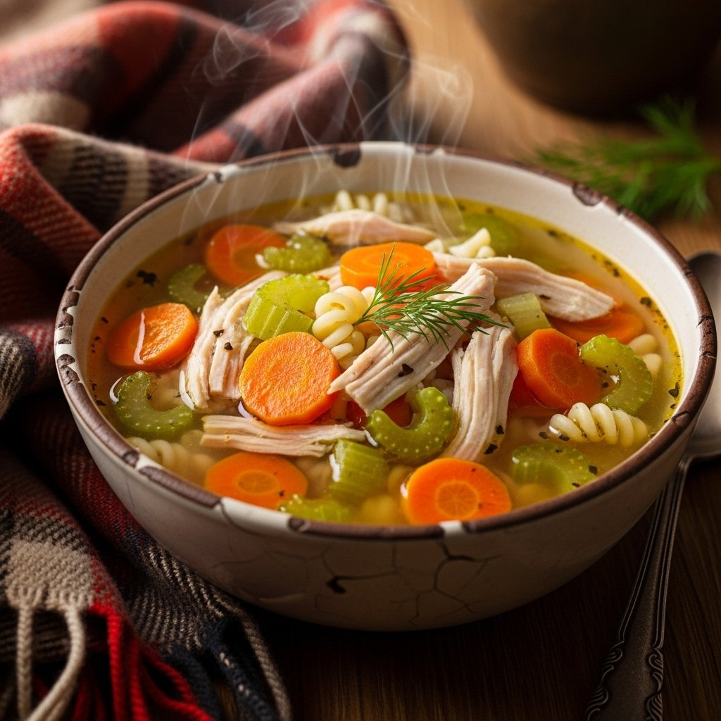 Chicken veggie soup with hearty broth