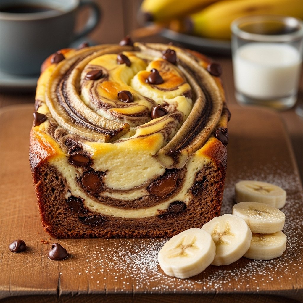 Banana chocolate chip swirl cheesecake bread recipe