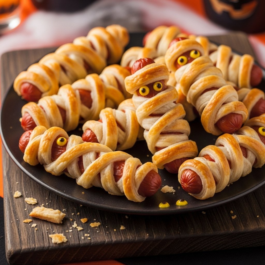 Mummy hot dogs fun Halloween recipe