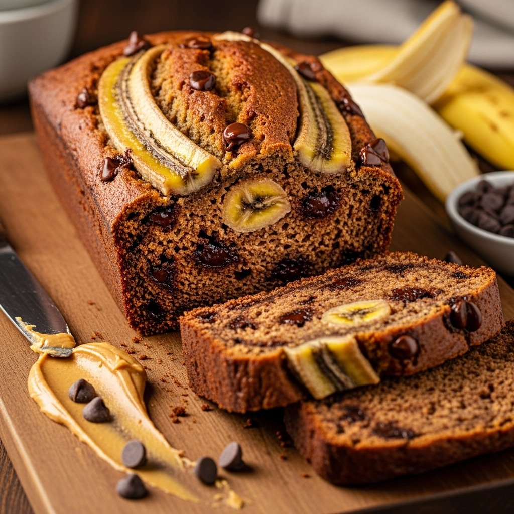 Peanut butter banana chocolate bread recipe
