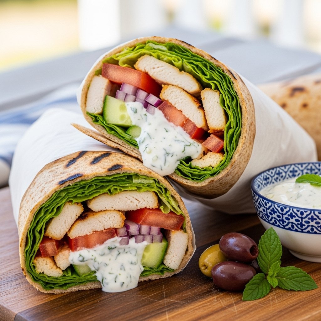 Tasty Greek Chicken Wraps with Veggies