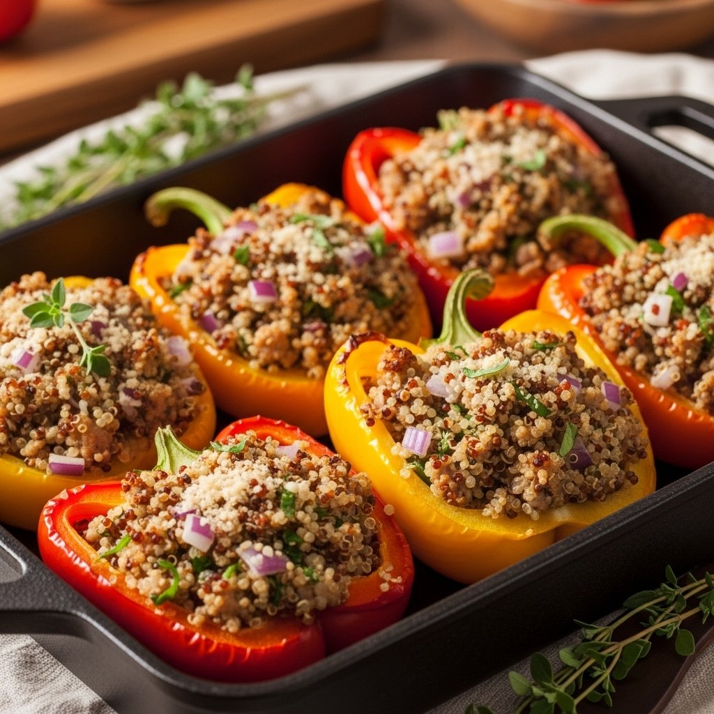 Healthy Turkey and Quinoa Stuffed Peppers