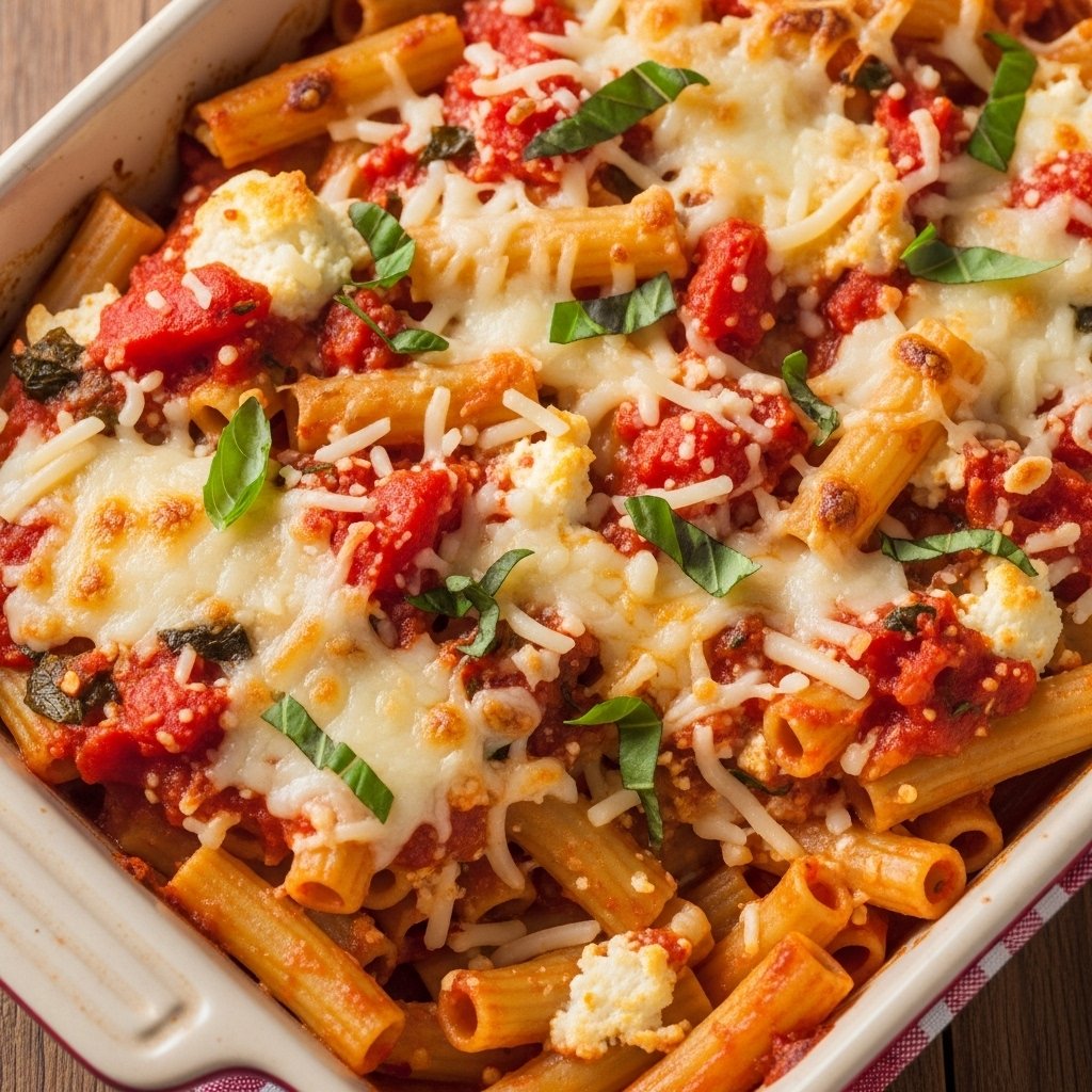 Delicious Cheesy Baked Ziti Pasta