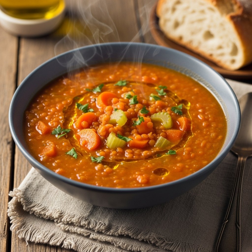 Hearty Veggie-Packed Lentil Soup Bowl