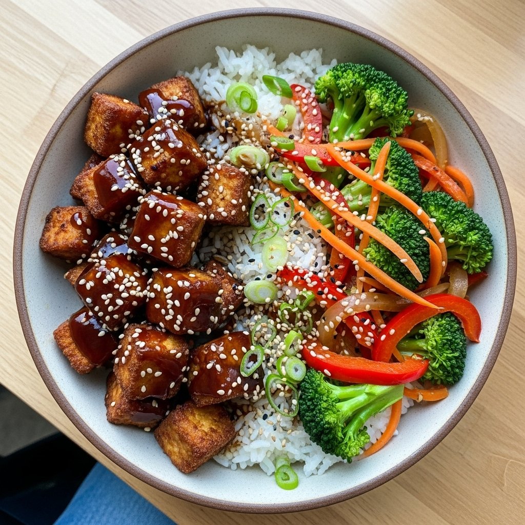 Savory Teriyaki Tofu and Rice Bowl