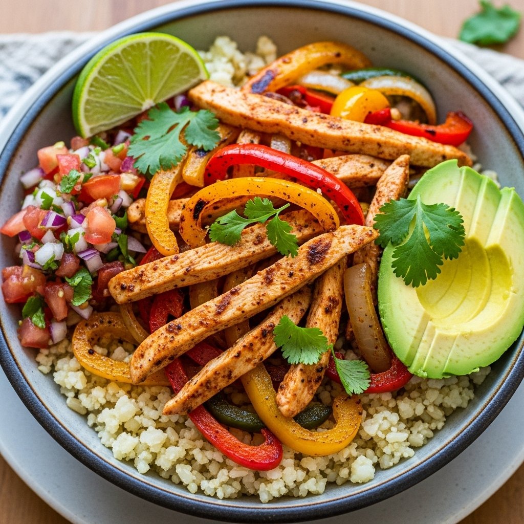 Healthy Chicken Fajita Bowl with Veggies