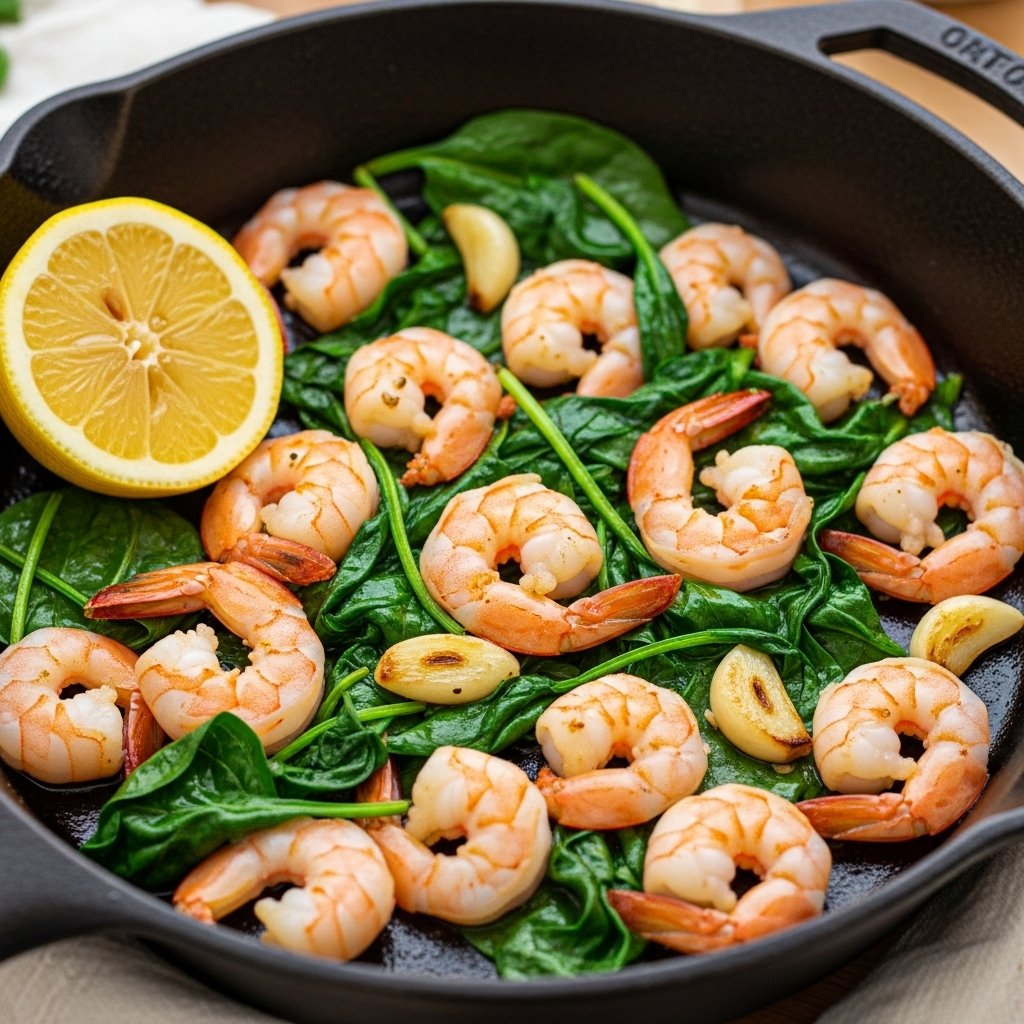One-Pan Garlic Shrimp with Spinach