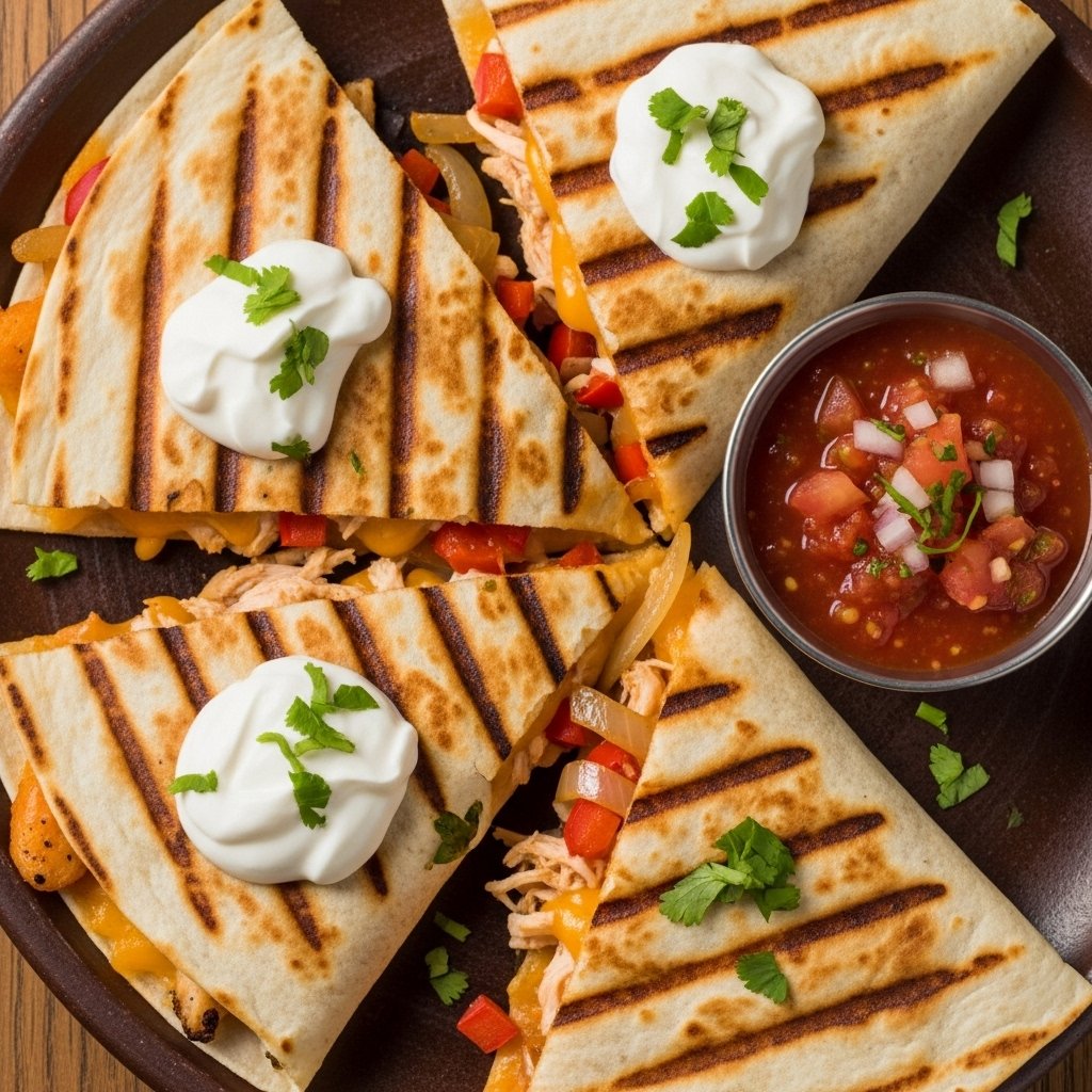 Cheesy Chicken Quesadillas with Salsa