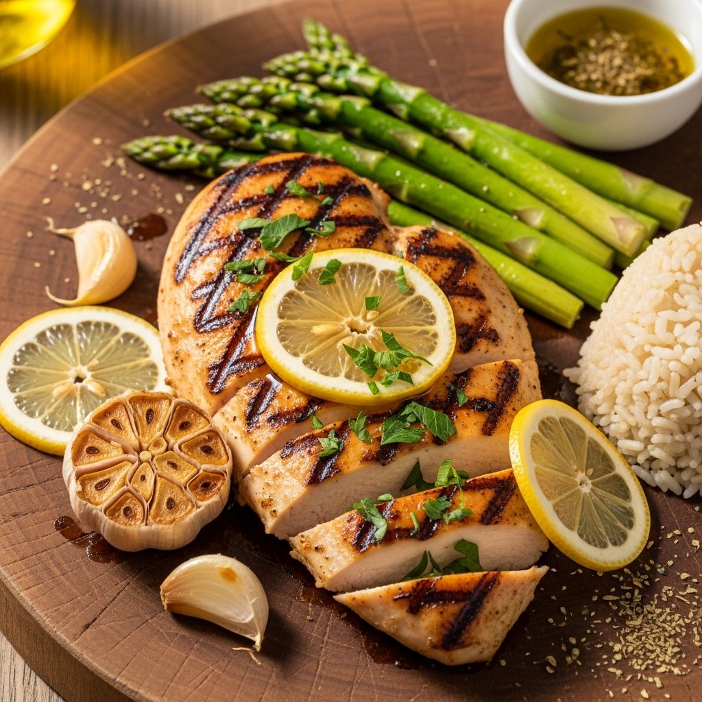 Juicy grilled chicken with lemon garlic